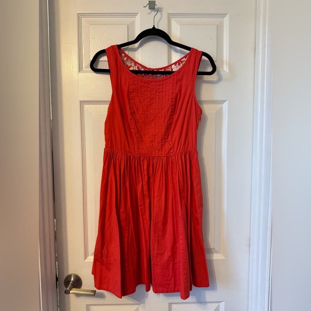 Moulinette Soeurs Coral Red Crochet-back dress